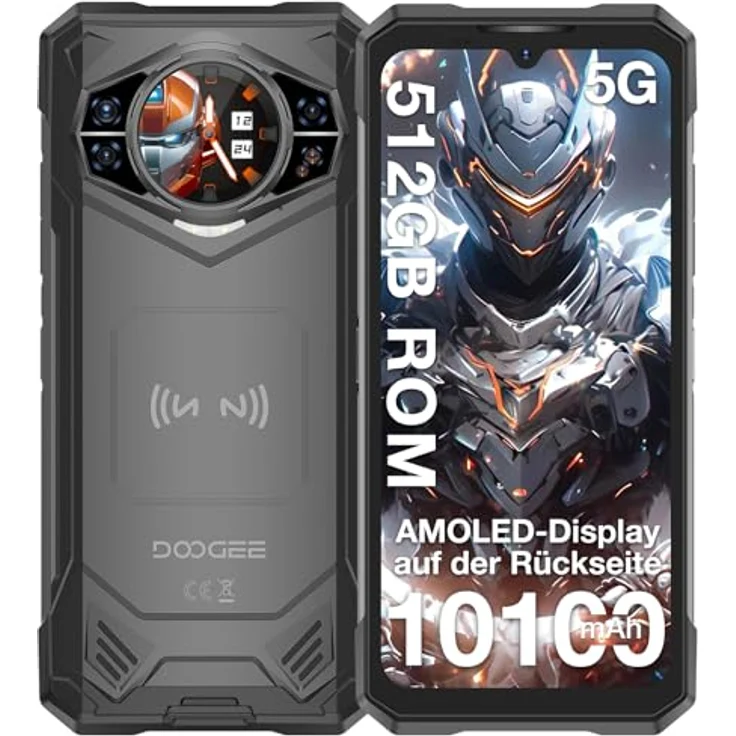 DOOGEE S200 X 5G Outdoor Smartphone, 32GB + 512GB DDR5, 10100mAh, 6.72 Zoll FHD+ 120Hz, 100MP Kamera, IP68/69K, Face ID - Schwarz – Bild 1