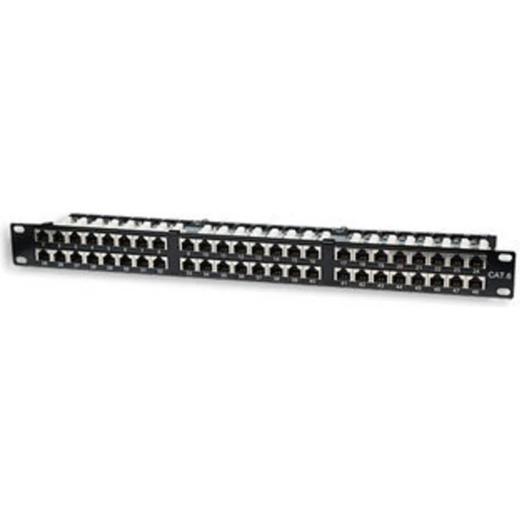 Intellinet 513517 48 Port Netzwerk-Patchpanel, 483mm (19"), CAT 5e, 1 HE, bestückt, robustes Stahlblech mit vergoldeten Kontakten – Bild 1