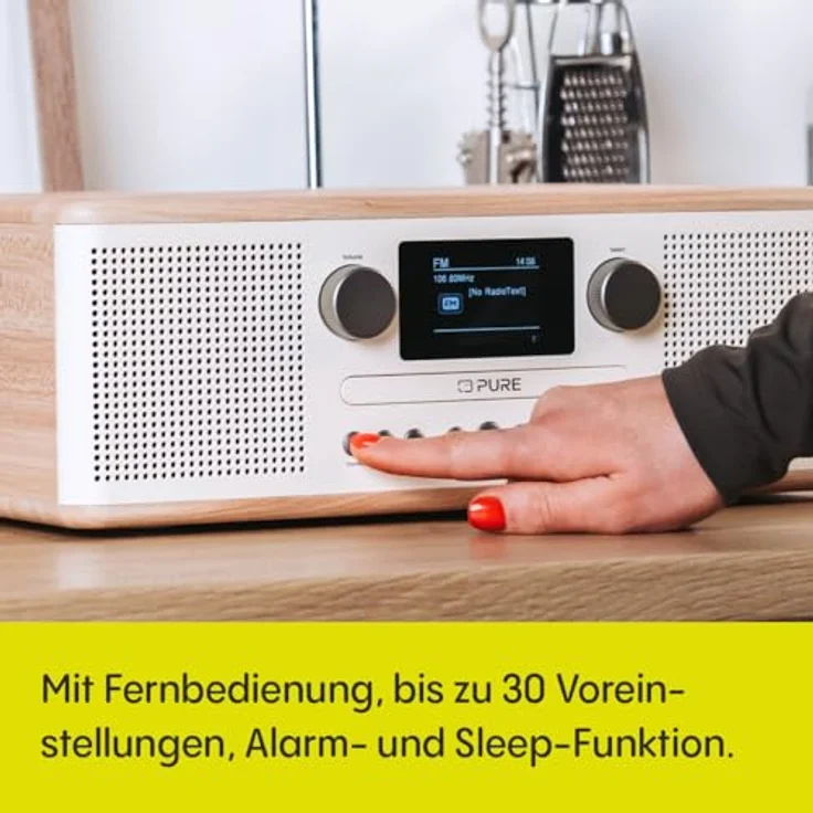 Pure Classic C-D6 Musiksystem (CD-Player, DAB+/FM, Bluetooth, AUX, USB, Wecker, Sleeptimer) Cotton White/Oak – Bild 4