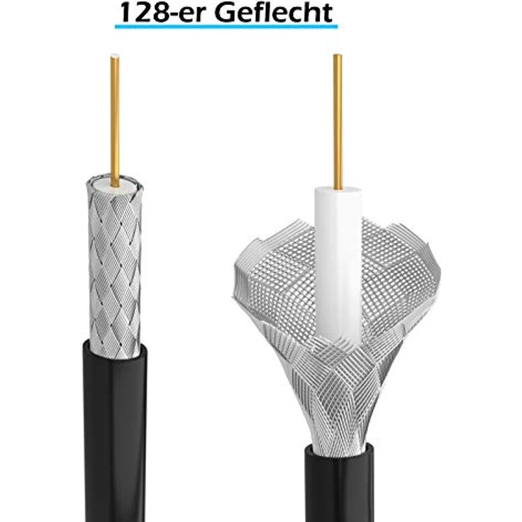 1m HB-DIGITAL HDTV Antennenkabel Anschlusskabel Koax Stecker auf Buchse vergoldet Koaxialkabel mit Mantelstromfilter mit 2x Ferritkern Schwarz – Bild 2