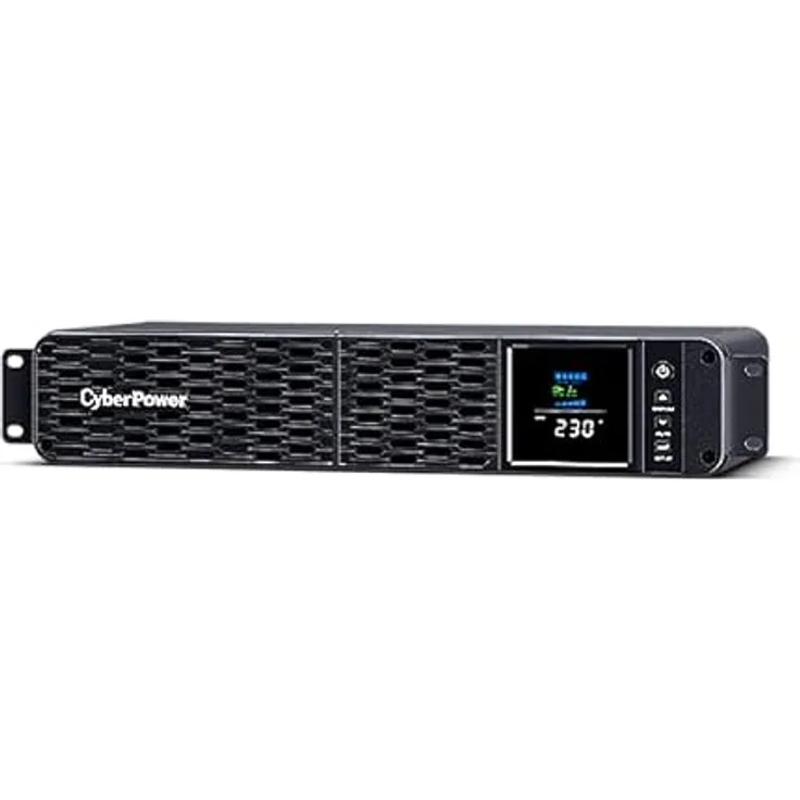 CyberPower CP2000EIPFCRM2U Line-Interactive USV 2000VA/1200W Reine Sinuswelle, AVR, LCD, USB (HID), DB9, RJ45 LAN Protection, Ausgang 86 IEC, Smart-Slot für Opt. Netzwerkkomunikation, Schwarz