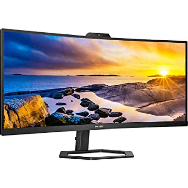 Philips 34E1C5600HE - 34 Zoll WQHD Curved Monitor, Webcam, höhenverstellbar (3440x1440, 100Hz, HDMI, DisplayPort, USB-C, USB Hub) schwarz – Bild 1
