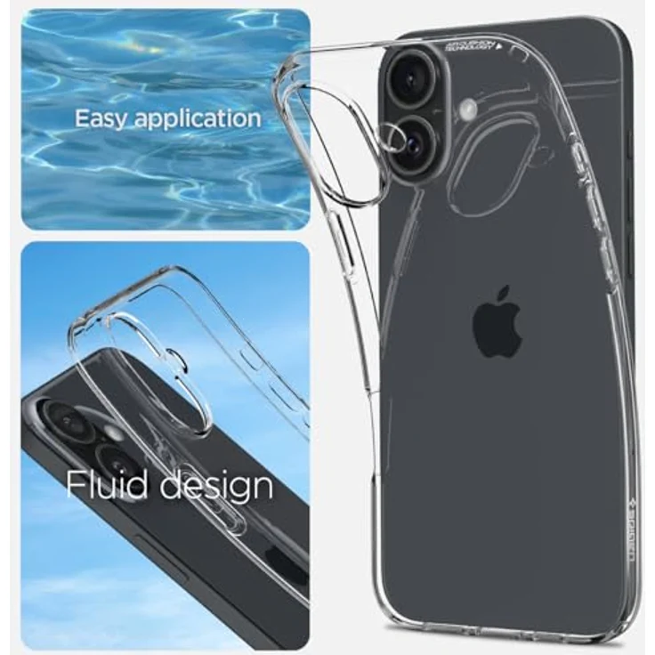 Spigen Liquid Crystal Hülle Kompatibel mit iPhone 16 -Crystal Clear, Transparentes TPU Material, Schutz für Display und Kamera, Air Cushion Technologie, Maßgeschneidert für alle Anschlüsse – Bild 4