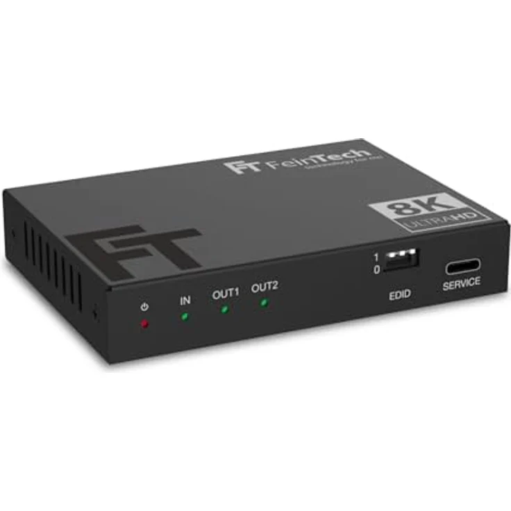 FeinTech SP210 HDMI 2.1 Splitter, 1 In 2 Out, 4K 120Hz, 8K VRR, ALLM, mit Downscaler und HDMI-CEC Pass, HDCP 2.3 kompatibel, HDR, Dolby Vision – Bild 2