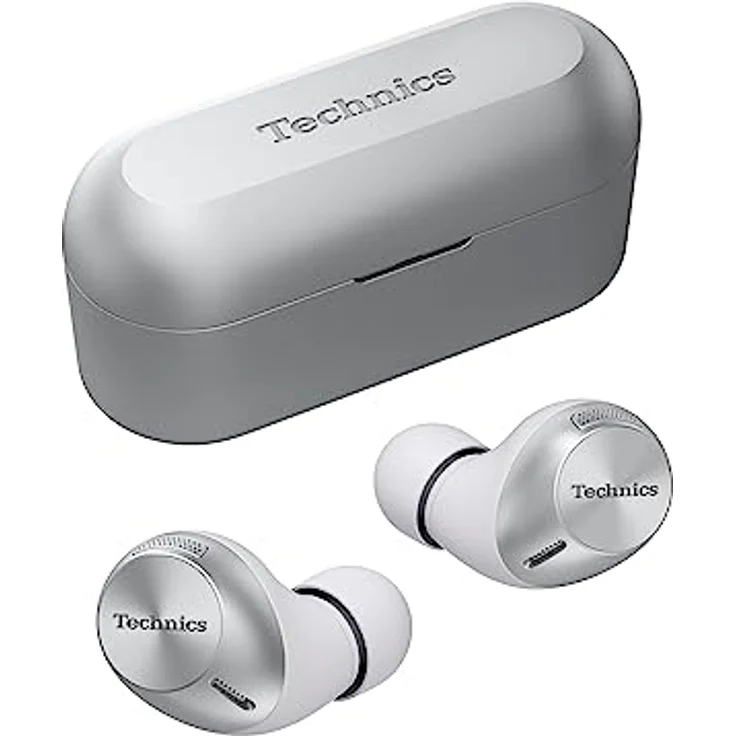 Technics EAH-AZ40M2ES kabellose Ohrhörer mit Noise Cancelling, Multipoint Bluetooth, bequemer In-Ear-Kopfhörer mit integriertem Mikrofon, anpassbare Passform, bis zu 5,5 Stunden Wiedergabe, Silber – Bild 1