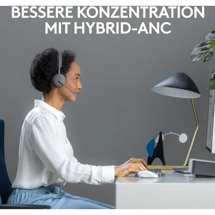 Logitech Zone Wireless 2 Premium-Headset mit Geräuschunterdrückung, Hybrid-ANC, Bluetooth, USB-C, USB-A, Zertifiziert für Zoom, Google Meet, Google Voice, Fast Pair - Grafit – Bild 5