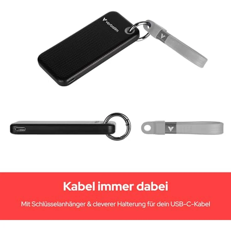 Verbatim Pocket SSD 32432, 128 GB, USB Typ-C 3.2 Gen 2, 1000 MB/s, Schwarz/Grau – Bild 3