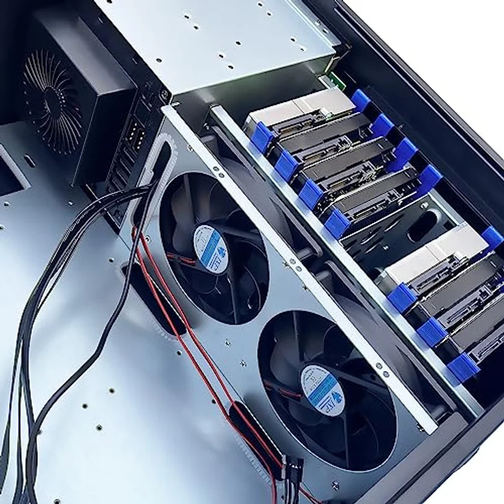 FANTEC 2561 AT-835-3525 PC-Gehäuse, für 12"x13" Mainboards, 8X 3,5" HDDs + 3X 5,25" Module, incl. 3X 12cm Lüfter. – Bild 5