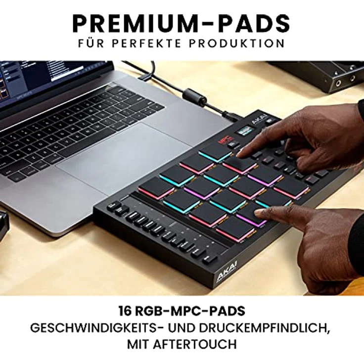 Akai Professional MPC Studio - MIDI Controller Beat Maker mit 16 anschlagsdynamischen RGB Pads, MPC Software, zuweisbarem Touch Strip & LCD Display – Bild 3
