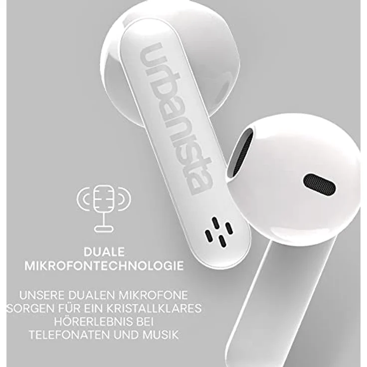 Urbanista True Wireless In Ear Kopfhörer Bluetooth 5.3, IPX4 Earbuds kabellos mit Zwei Mikrofonen, 20 Stunden Spielzeit, Touch-Bedienung, TWS USB C Ladecase, Austin, Weiß – Bild 3