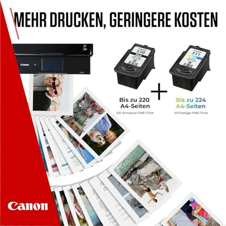 Canon PG-510/CL-511, Druckköpfe schwarz und color + Fotopapier, 2er-Set, 2x 9,0 ml – Bild 6