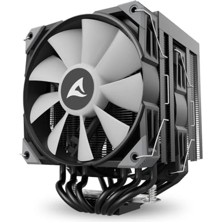 Sharkoon A60 RGB Black Air Cooler, leistungsstarker CPU Kühler mit 121,55 m³/h Luftstrom, 500-1800 RPM, RGB-LED-Beleuchtung, Schwarz – Bild 4