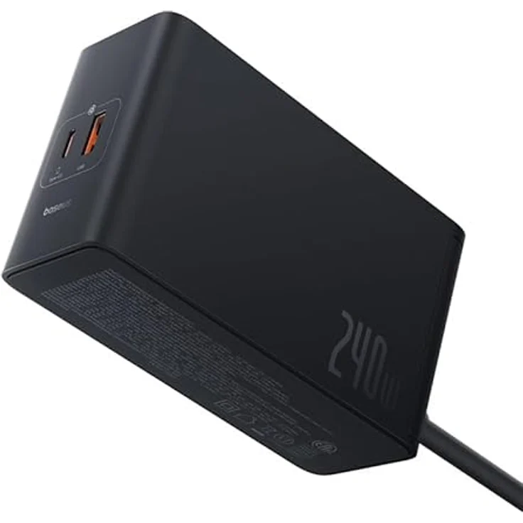 Baseus GaN Digital Charger, 240W Ladegerät mit 3x USB-C Anschlüssen und 1m Kabel in Schwarz – Bild 2