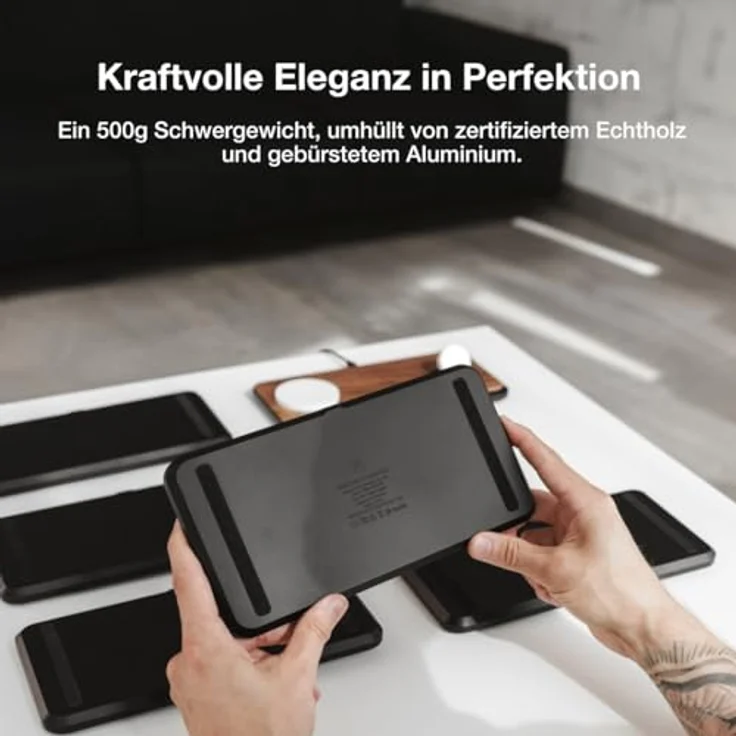 Woodcessories - Magnetisches Ladegerät aus Holz dunkel kompatibel mit MagSafe | Wireless Charger aus Holz kompatibel mit Allen Qi-fähigen Endgeräten – Bild 3