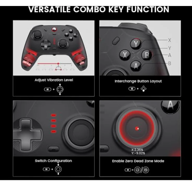 GameSir Cyclone2 TMR Controller pc TMR Hall Stick Gamepad mit dualem Hall Trigger/Micro Trigger Gaming Controller für Switch, Android, iOS und PC Verkabelt/Drahtlos/2.4G mit Makrotasten Schwarz – Bild 6