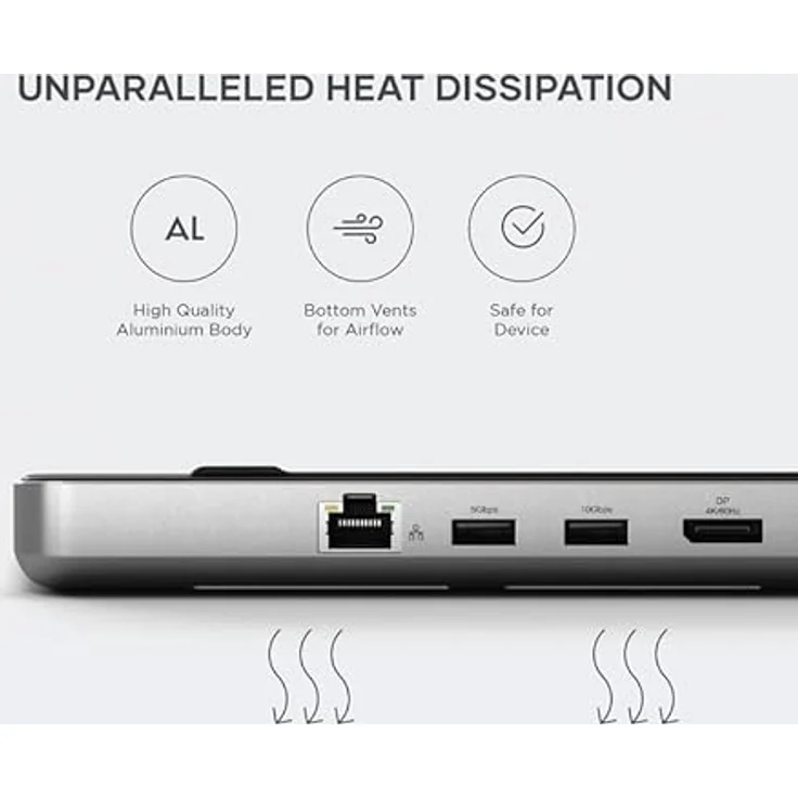 SATECHI Dual USB C Docking Station, mit 2 HDMI-Anschlüssen, Display Port, USB C- und USB A-Datenanschlüssen, 1 Ethernet-Anschluss, SATA- und NVMe-SSD-Gehäuse – Für MacBook Pro/Air und Typ-C-Geräte – Bild 5