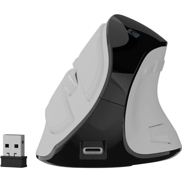 Natec EUPHONIE PRO, Vertikale Maus mit 2.4 GHz und Bluetooth 5.0, ergonomisch, 9 Tasten, weiß