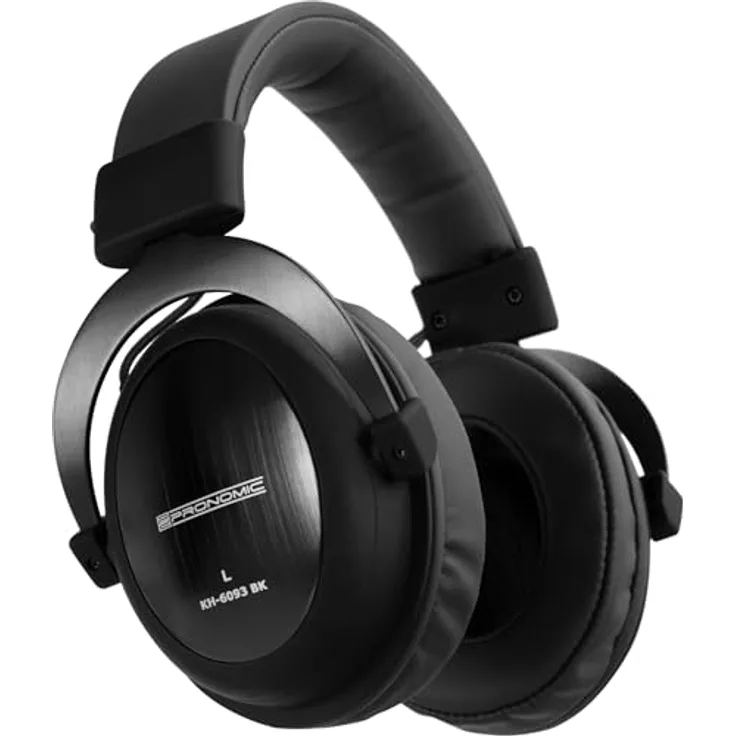 Pronomic KH-6093 BK Studio-Kopfhörer - Hervorragende Schallabschirmung nach außen - Übertragungsbereich: 10-30.000 Hz - Ohrpolster und Bügelband aus Kunstleder - Schwarz
