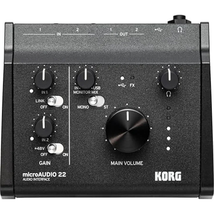 Korg microAUDIO 22, USB-C Audio-Interface mit 24-Bit/192-kHz Auflösung und rauscharmen Studio-Vorverstärkern – Bild 1