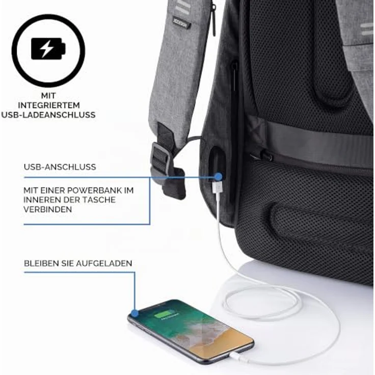 XD Design Bobby Hero XL, 17" Laptop Backpack in Grau, XL Notebook-Rucksack – Bild 4