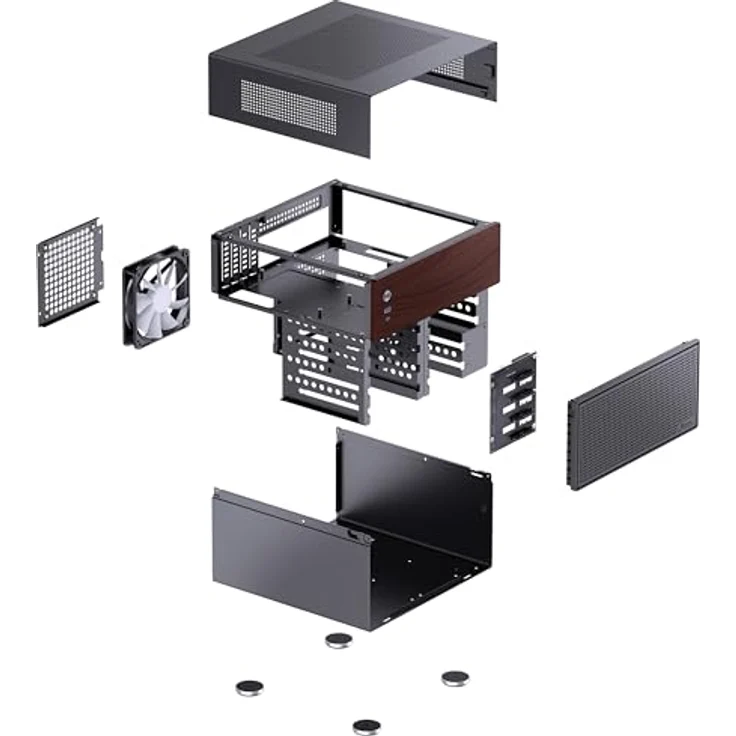 Jonsbo N4 NAS-Gehäuse, Micro-ATX - schwarz, DIY NAS-Gehäuse mit 6x 3,5 Zoll + 2x 2,5 Zoll, CPU-Kühler bis 70 mm, USB-C/A – Bild 5