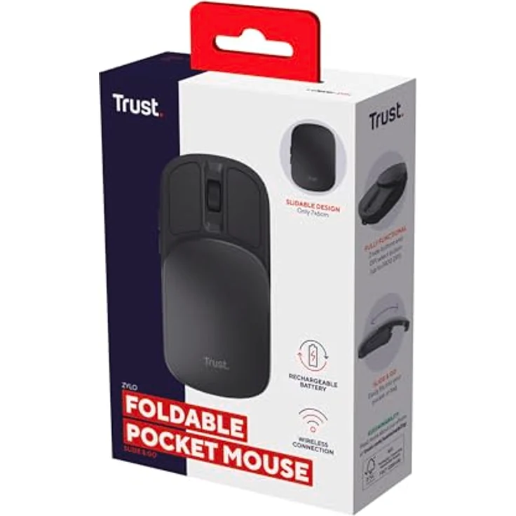 Trust ZYLO Pocket Wireless Mouse, kabellose faltbare Maus im Taschenformat, Schwarz mit USB-C-Empfänger und bis zu 5 Monate Akkulaufzeit – Bild 18