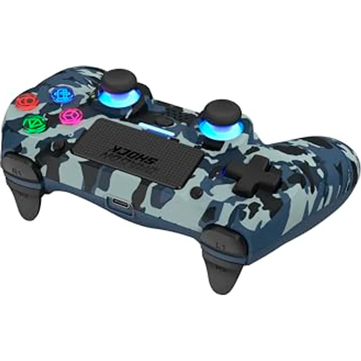 DragonShock Mizar Wireless Gaming Controller, Blau Camouflage mit programmierbaren Tasten, rutschfester Oberfläche und Bluetooth-Verbindung für PS4, PC und mobile Geräte – Bild 5
