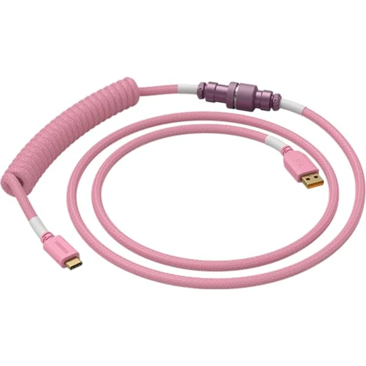 Glorious PC Gaming Race Coiled Cable Prism Pink, USB-C auf USB-A Spiralkabel, USB C Kabel Spiralkabel, Coiled Cable Keyboard – Bild 3