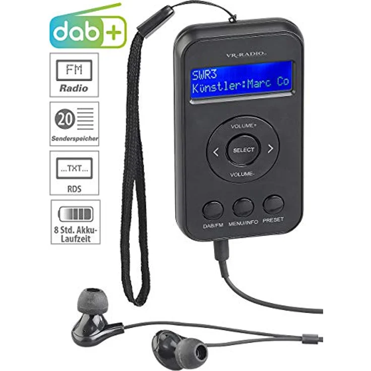 VR-Radio DAB Radio Kopfhörer Digitales Taschenradio mit DAB+/FM – Bild 4
