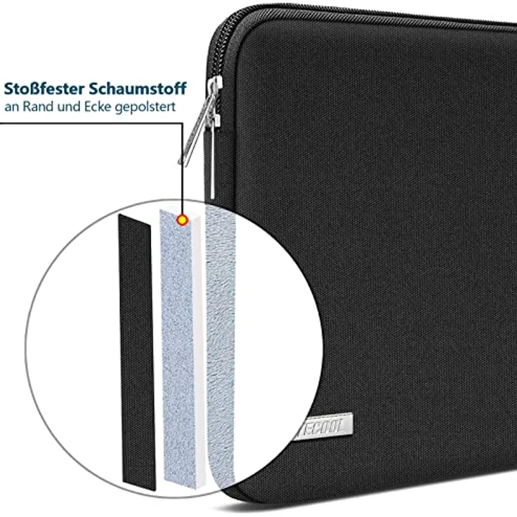 TECOOL Laptoptasche 16 Zoll, wasserdichte Notebook-Hülle für MacBook Pro 16 M4/M3/M2/M1 (2019-2024) und Lenovo, Dell, HP, ASUS, Schwarz, mit stoßfester Polsterung und Zubehörfach – Bild 4