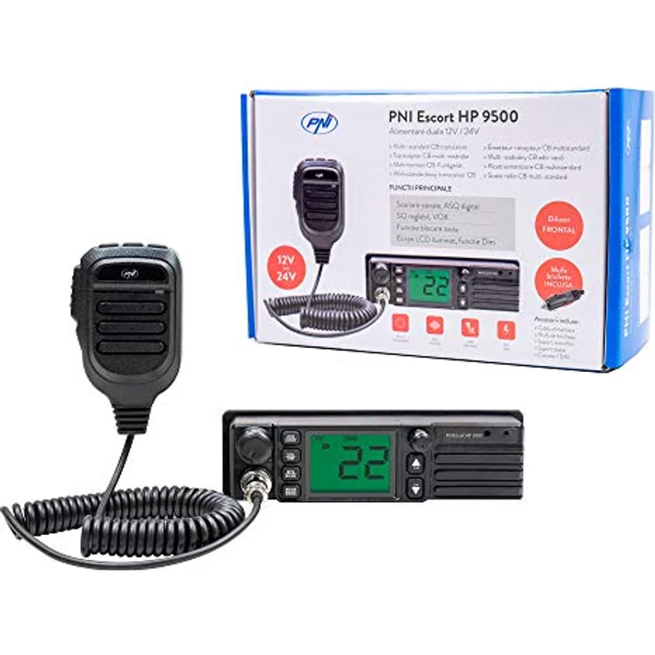 PNI Radio CB Escort HP 9500 Multistandard, ASQ, VOX, Scan, 4W, AMFM, 12V - 24V Netzteil, Feuerzeugstecker enthalten – Bild 2