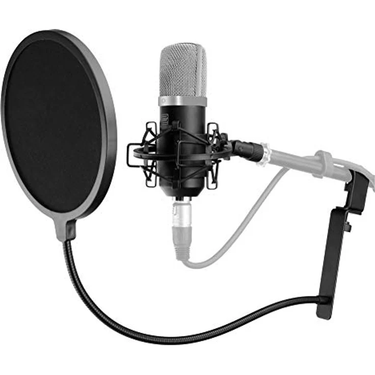 Pronomic CM-22 Studio Großmembranmikrofon XLR-Kondensatormikrofon (mit Mikrofonspinne, Etui, Windschutz, Reduziergewinde und Transportkoffer) schwarz – Bild 2
