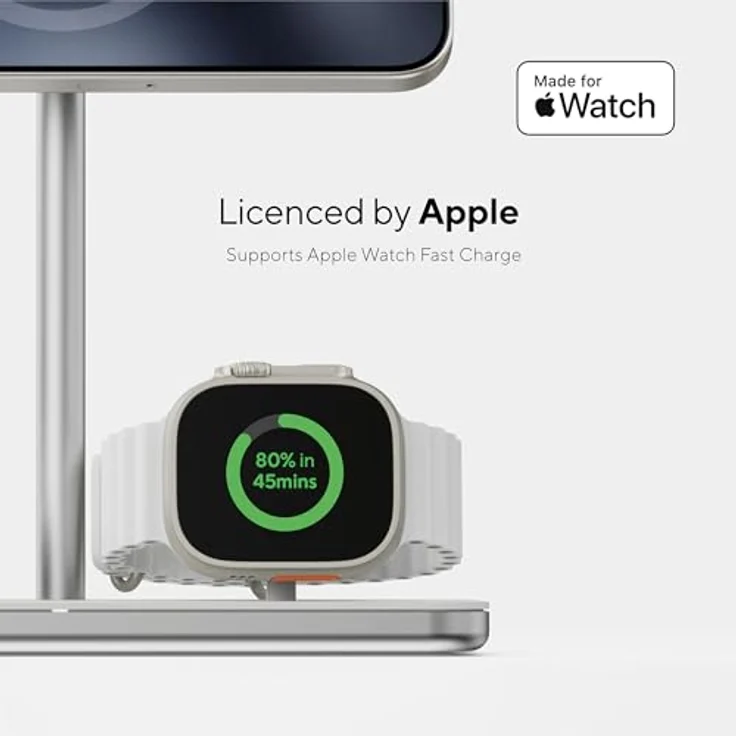 LINQ Connects ProCharge 3in1, Wireless Charger für iPhone, Apple Watch und AirPods, 15 W Schnellladung, Weiss, Silber – Bild 5