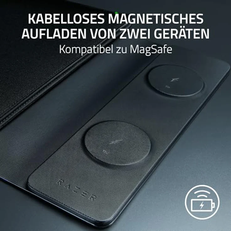 Razer Laptop Sleeve 16" mit kabellosem Laden, MagSafe-kompatibel für Smartphone und Earbuds, Schnellladen bis 15W, gepolstertes Innenfutter, leichtes Polyestergewebe, Schwarz – Bild 2