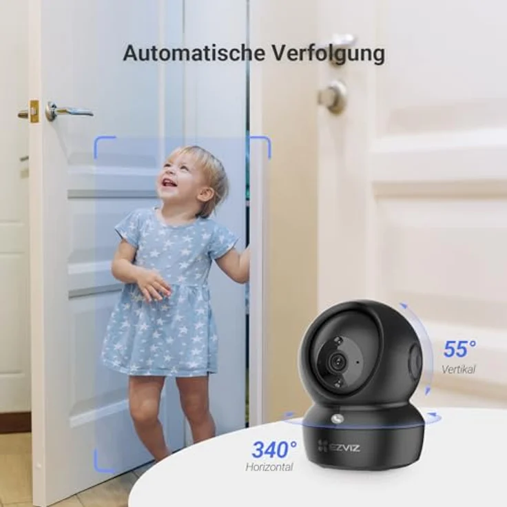 EZVIZ C6N Pro, 2K WLAN Überwachungskamera Innen, 360º PTZ mit Personenerkennung, Farbige Nachtsicht, Geräuscherkennung, Zwei-Wege-Audio, Auto-Cruise, Schwarz – Bild 5