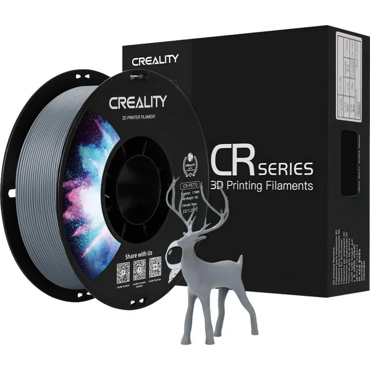 Creality CR-PETG 3D-Filament, 1 kg Rolle, grau, hohe Wetter- und Chemikalienbeständigkeit, geruchlos und ungiftig