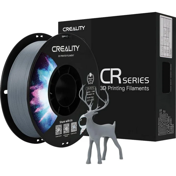 Creality CR-PETG 3D-Filament, 1 kg Rolle, grau, hohe Wetter- und Chemikalienbeständigkeit, geruchlos und ungiftig