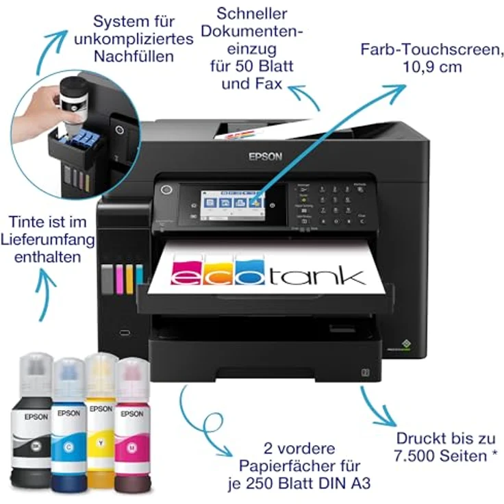Epson EcoTank ET-16655 Tintenstrahl-Multifunktionsdrucker A3 4800 x 1200 DPI 32 ppm Wi-Fi, schwarz – Bild 4
