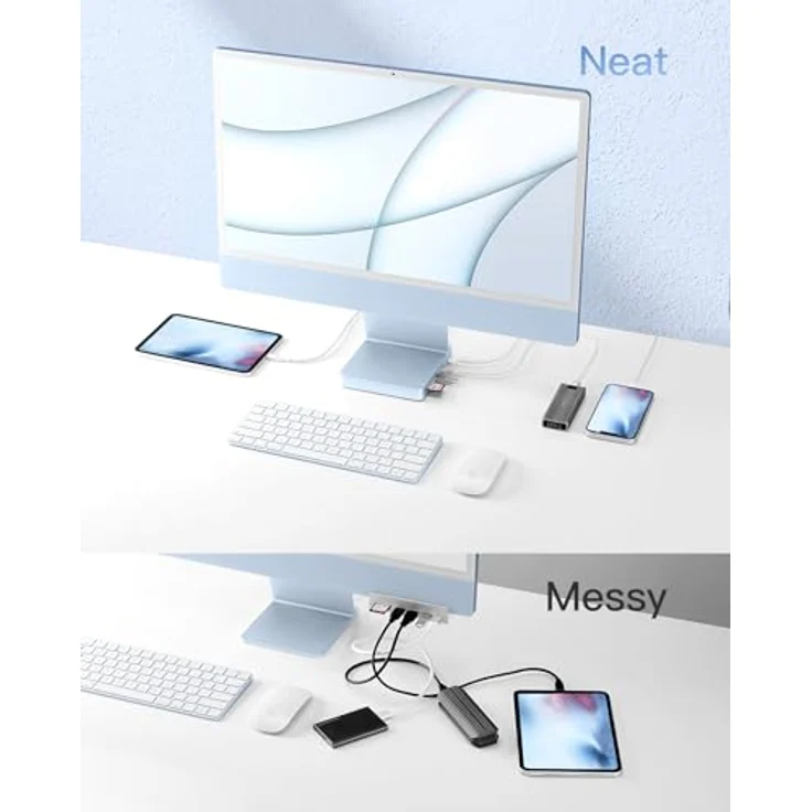 Inateck USB C Hub für iMac DK2001, 8-in-1 Aluminium USB Hub mit NVMe SSD Gehäuse, USB C 10 Gbit/s und SD/TF Kartenleser, Kompatibel mit iMac 24 Zoll 2021/2023, USB 3.2 Gen 2 – Bild 5