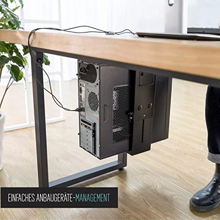 Ewent EW1293 - Rechner-Halterung für Schreibtisch Drehbar Schwenkbar bis 10Kg & 360-Grad Flexibel PC Computer Gehäuse-Halter Unter-Tischhalterung – Bild 5