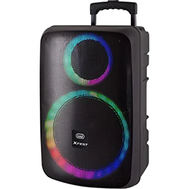 Trevi XF 1250 KB, Tragbarer Bluetooth Lautsprecher mit Mikrofon und Discolight-LED, Schwarz – Bild 1