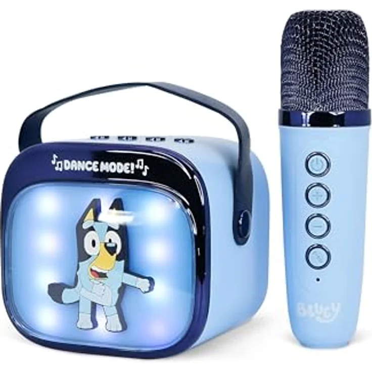 OTL Technologies Bluey PopSing LED Set Karaoke-System, tragbar mit Bluetooth 5.3 und farbwechselnden LED-Lichteffekten – Bild 1