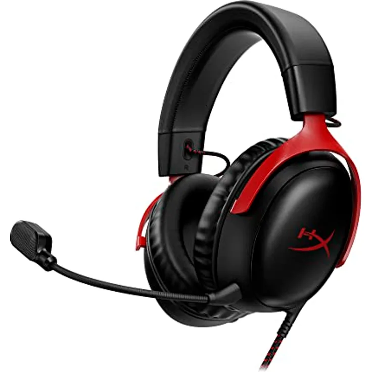 HyperX Cloud III – Kabelgebundenes Gaming-Headset, PC, PS5, Xbox Series X|S, abgewinkelte 53mm-Treiber, DTS, Memory-Schaum, Stabiler Rahmen, ultraklares 10mm-Mikrofon, USB-C, USB-A, 3,5mm