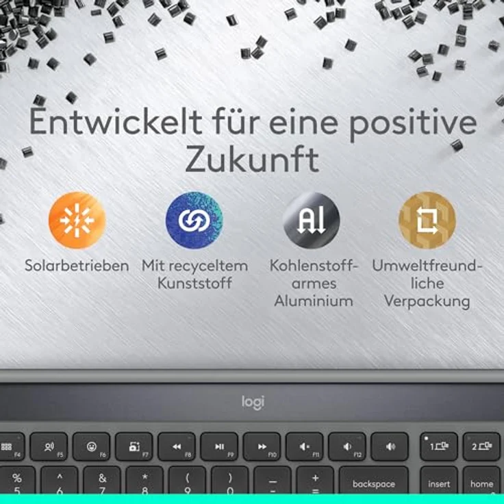 Logitech Slim Solar+ Keyboard (DE, kabellos), kompakte Tastatur mit Solarenergieversorgung, Schwarz – Bild 6