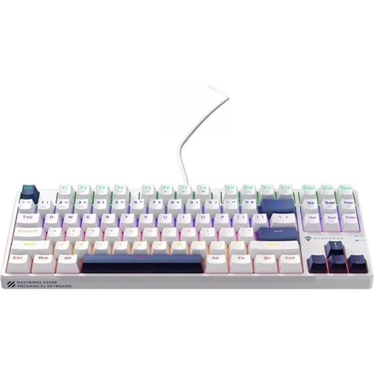 Machenike K500B-B87, Wired Mechanical Backlit Gaming Keyboard mit Red Switch, Full-Size, Weiß, Hot-Swap Support und dynamischer LED-Beleuchtung
