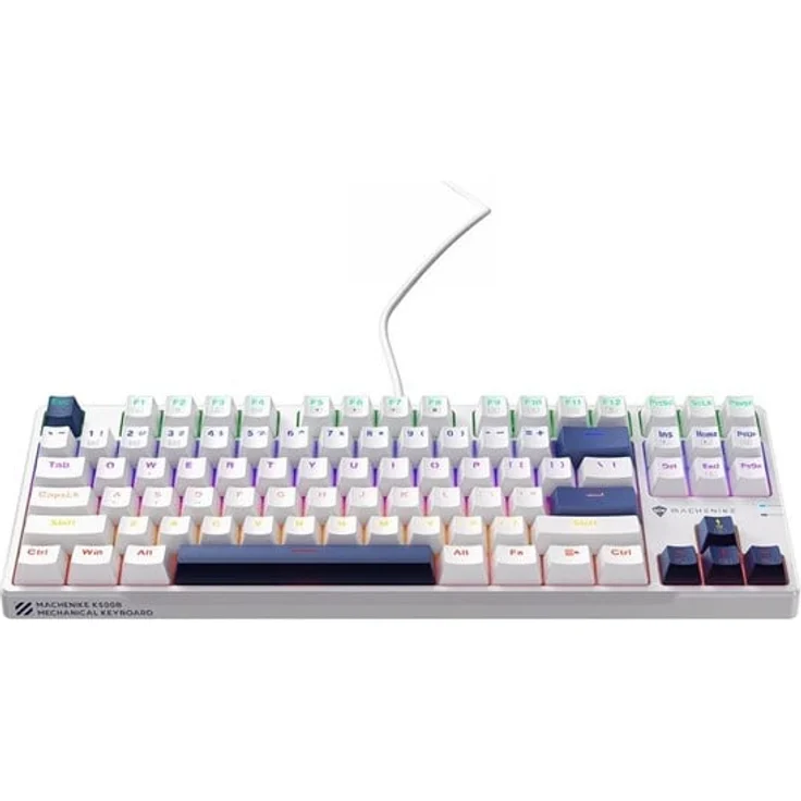 Machenike K500B-B87, Wired Mechanical Backlit Gaming Keyboard mit Red Switch, Full-Size, Weiß, Hot-Swap Support und dynamischer LED-Beleuchtung
