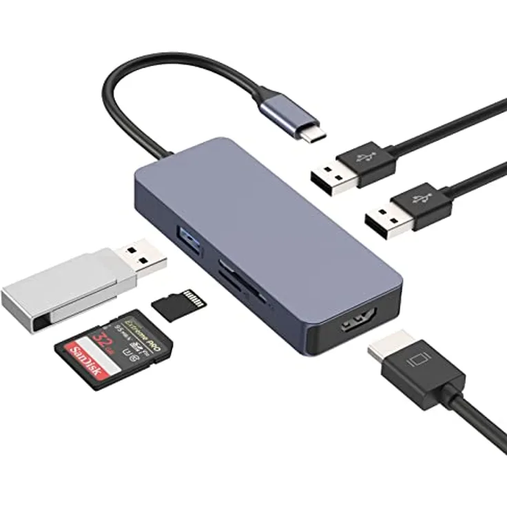 AYCLIF USB C Hub HOPDAY USB C to HDMI Dual Monitor USB C Adapter with 4K HDMI, 100W PD Charging, USB 3.0/2.0, SD/TF Card Reader Lenovo Laptop,Surface Pro