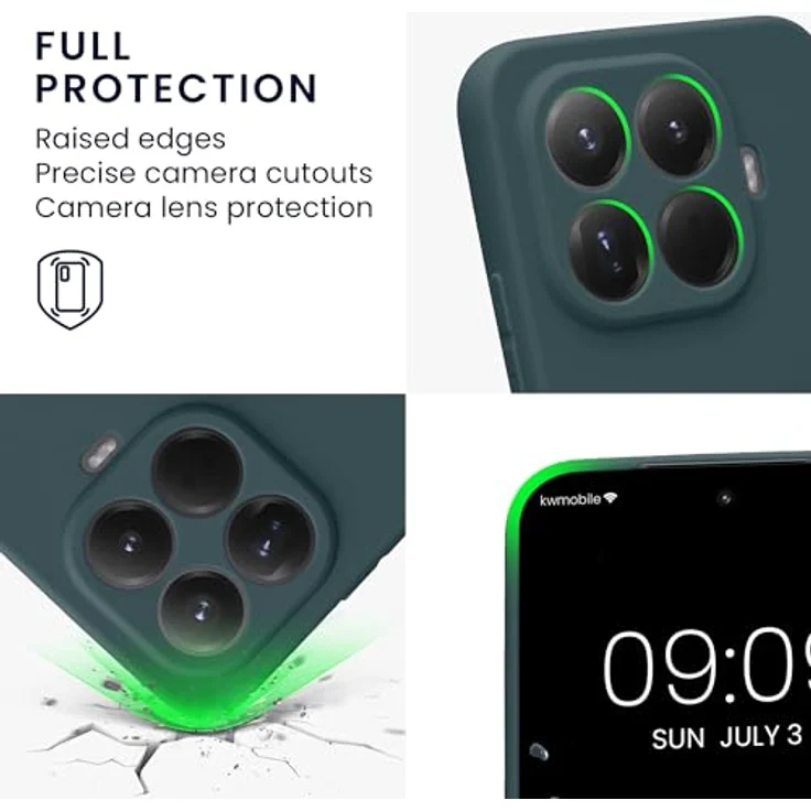 kwmobile Handyhülle für Xiaomi 15T Pro, flexibles TPU Silikon Case in Dunkler Schiefer mit präzisen Aussparungen und erhöhtem Bildschirm-Schutz – Bild 3
