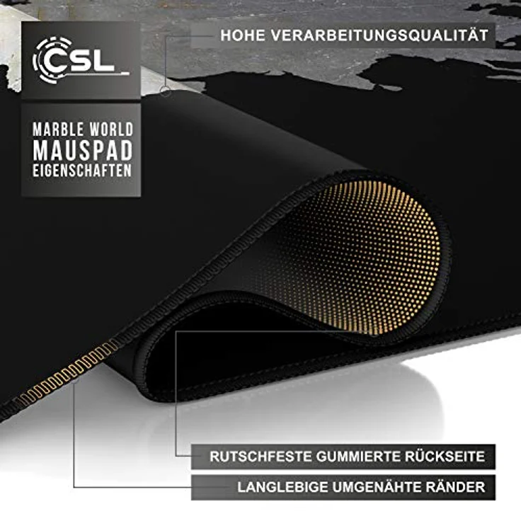 CSL-Computer TITANWOLF XXL Mauspad Gaming Titanwolf 900x400 mm - verbessert Präzision und Geschwindigkeit - Weltkarte – Bild 4