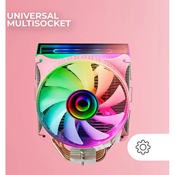 Mars Gaming MCPU-VR Rosa, CPU Kühlkörper, Dual Infinity Mirror ARGB, 4 HCT Heatpipes, 180W TDP, Ultra-quiet PWM 12cm Lüfter – Bild 4